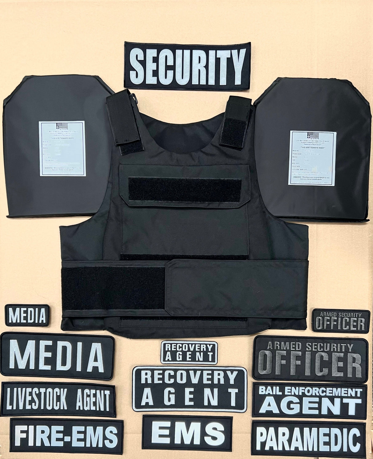 First Responder / Duty VEST COMBO PACKAGE LEVEL IIIA (2) 10x12 Front/Back Plates and Patch