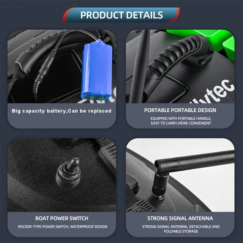 Remote Control Fishing Bait Boat Double Compartment-4