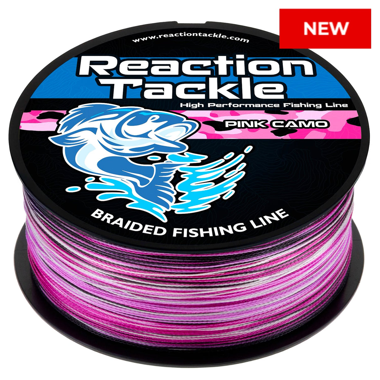 Reaction Tackle Braided Fishing Line - Pink Camo - NEW