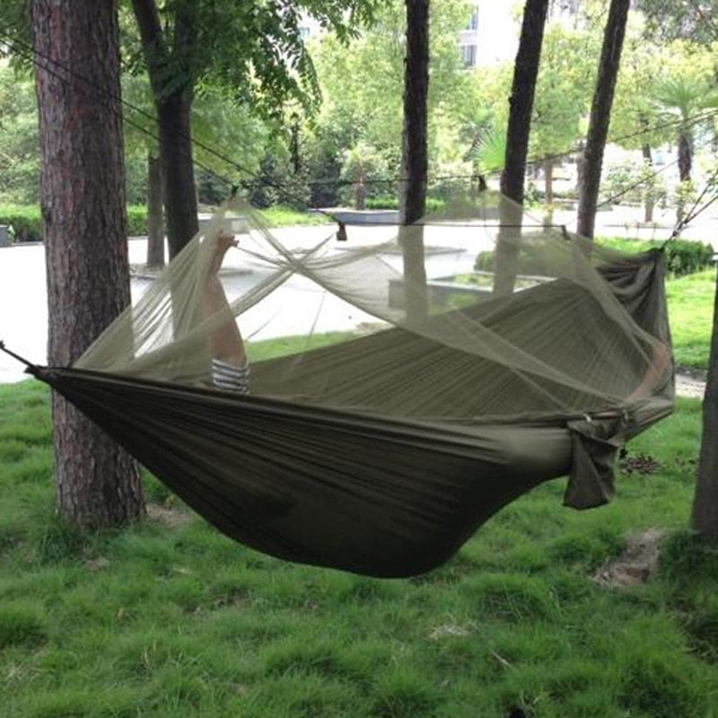 1-2 Person Portable Outdoor Camping Hammock with Mosquito Net High Strength Parachute Fabric Hanging Bed Hunting Sleeping Swing-1
