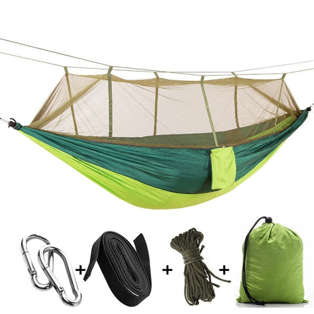1-2 Person Portable Outdoor Camping Hammock with Mosquito Net High Strength Parachute Fabric Hanging Bed Hunting Sleeping Swing-6