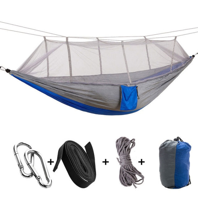 1-2 Person Portable Outdoor Camping Hammock with Mosquito Net High Strength Parachute Fabric Hanging Bed Hunting Sleeping Swing-4