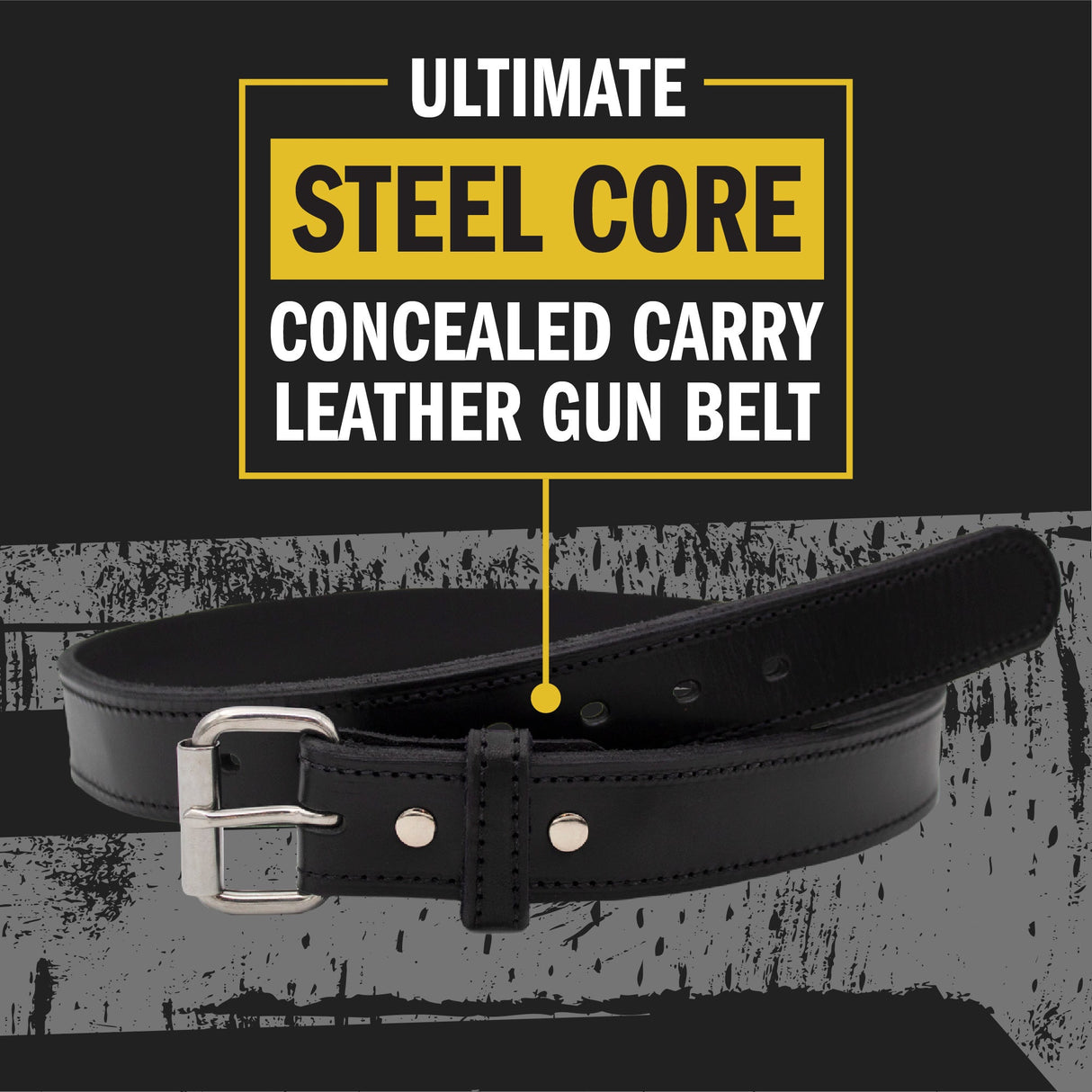 Ultimate Steel Core Concealed Carry Leather Gun Belt - Lifetime Warranty - Made In USA