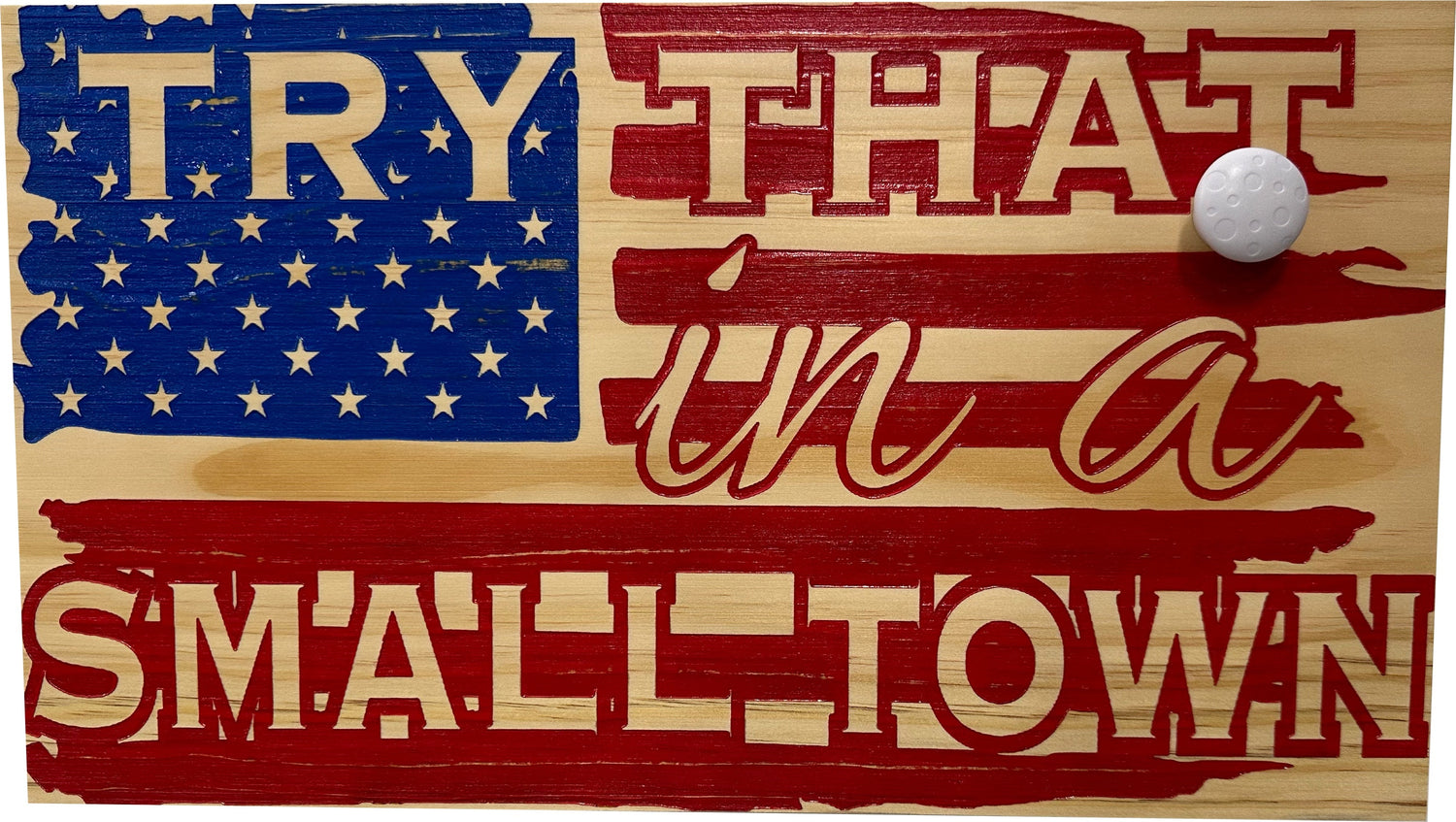 American Flag Try That In A Small Town Decorative and Secure Gun Cabinet (Red and Blue)