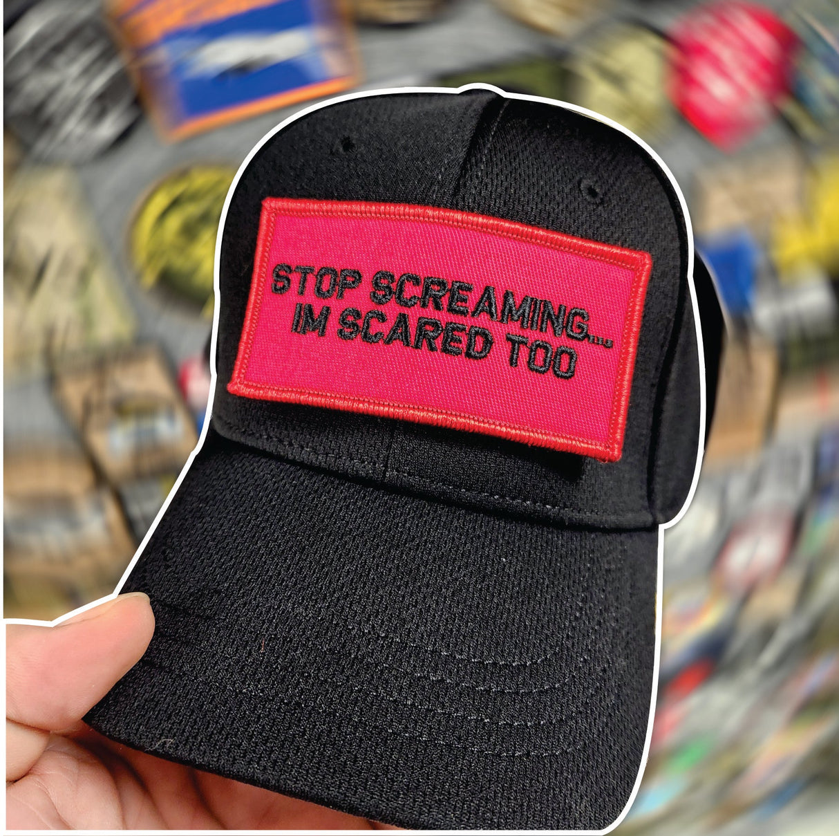 As Seen on Socials - Stop Screaming... I'm Scared Too - 2x4 Patch - Red w/Black