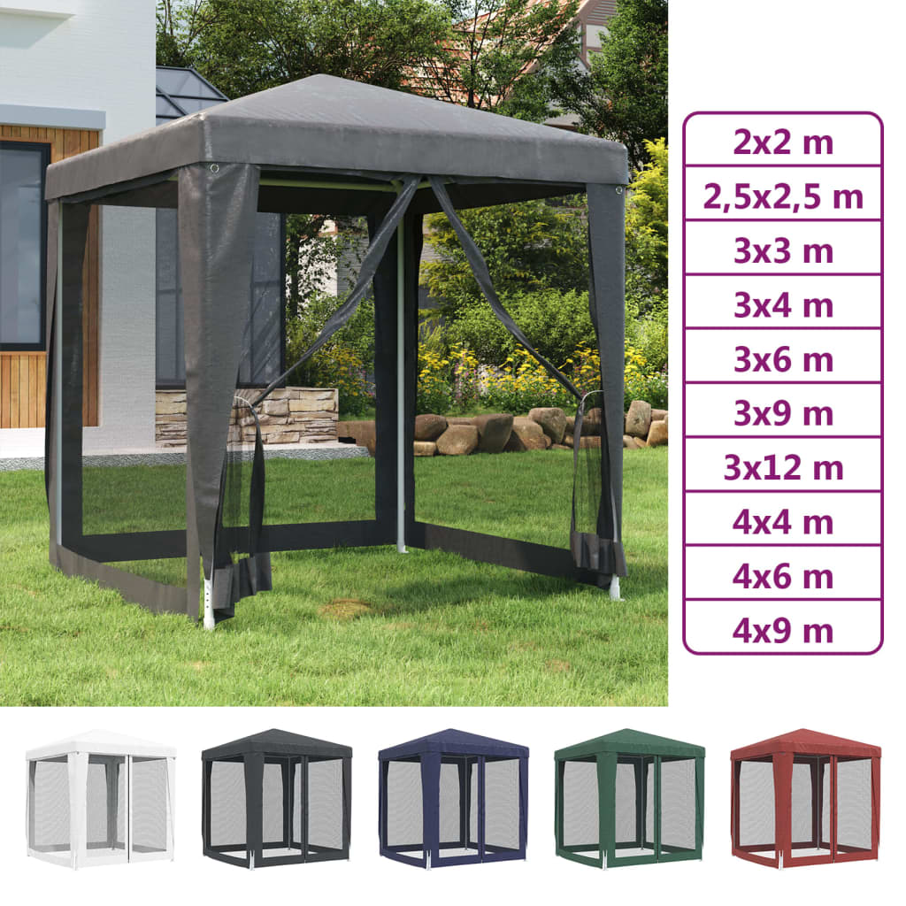 vidaXL Party Tent Outdoor Canopy Tent Gazebo Marquee with 4 Mesh Sidewalls-33
