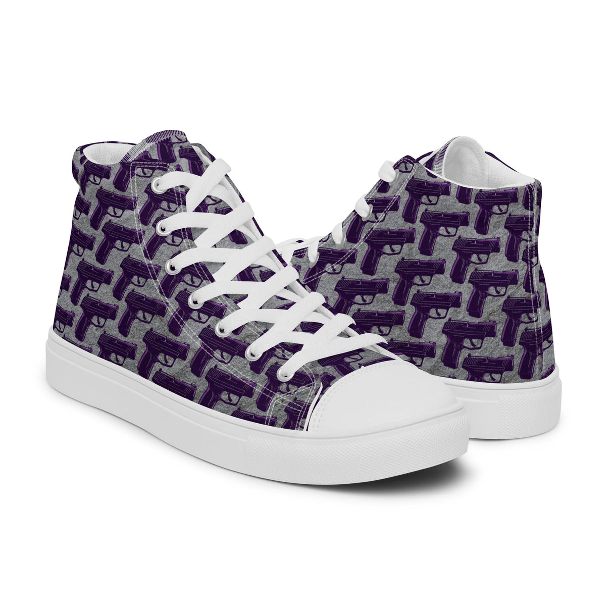 Purple Pistol Palooza High Top Canvas Shoes