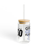 Sipper Glass GroundComm X30 16oz With Bamboo Lid And Tritan Straw By The Crew Hangar For Beverage Enthusiasts