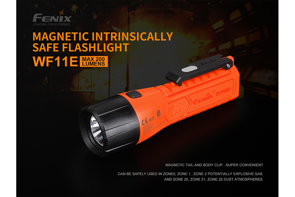 Fenix WF11E Intrinsically Safe Flashlight For Hazardous Areas Zone 0 1 2 Dust Gas 200 Lumens For Industrial Technicians