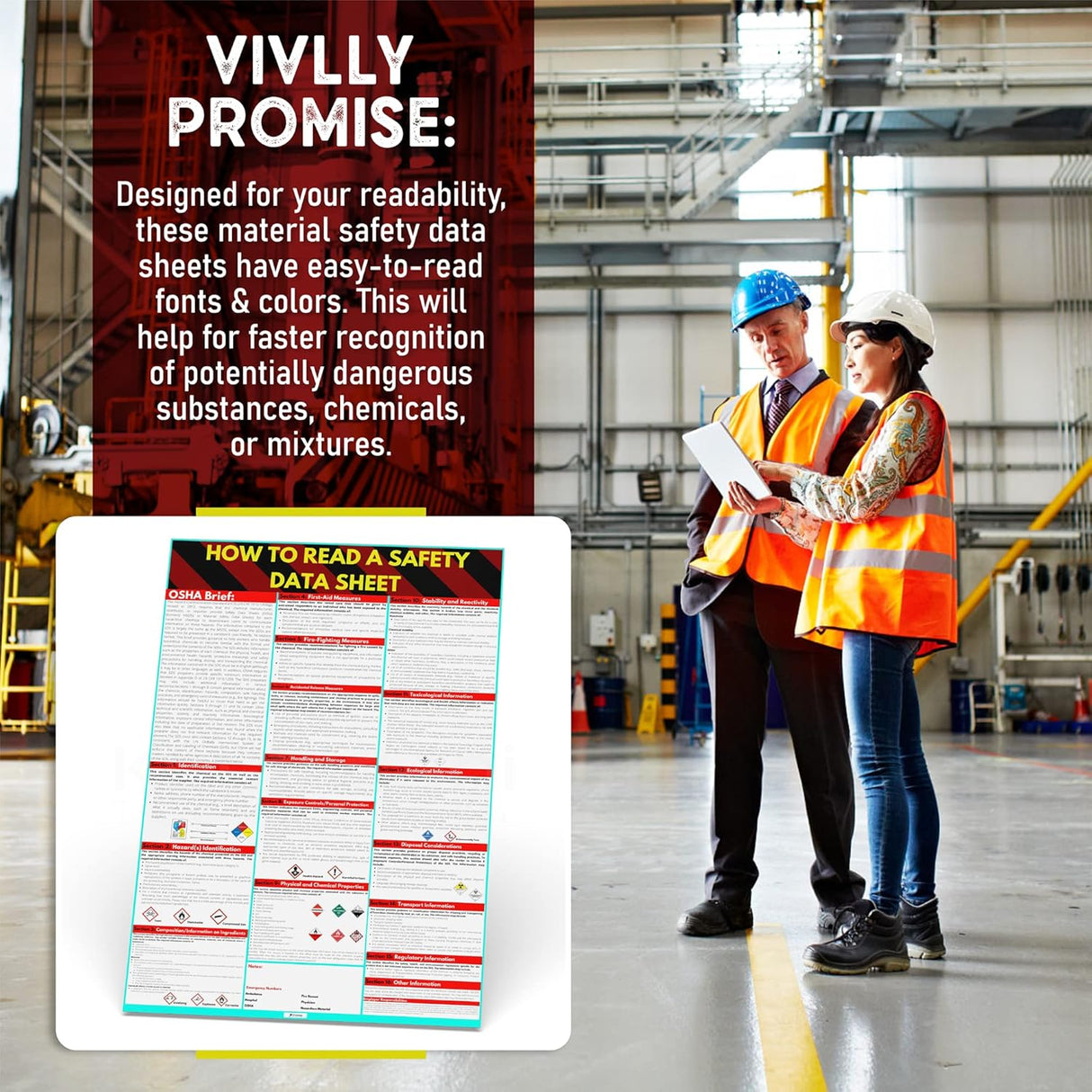 Safety Data Sheet Poster SDS MSDS Readable 24x36 UV Coated Sign For OSHA HMIS Compliance The Crew Hangar