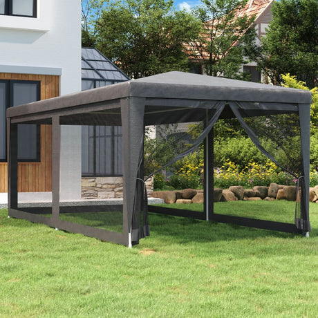 vidaXL Party Tent Outdoor Canopy Tent Gazebo Marquee with 4 Mesh Sidewalls-6