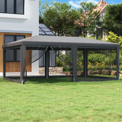 vidaXL Party Tent Outdoor Canopy Tent Gazebo Marquee with 4 Mesh Sidewalls-8