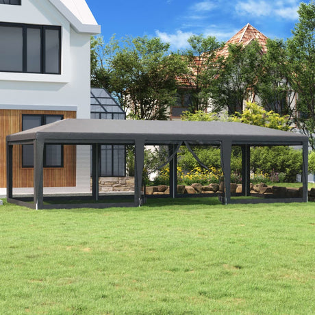 vidaXL Party Tent Outdoor Canopy Tent Gazebo Marquee with 4 Mesh Sidewalls-5