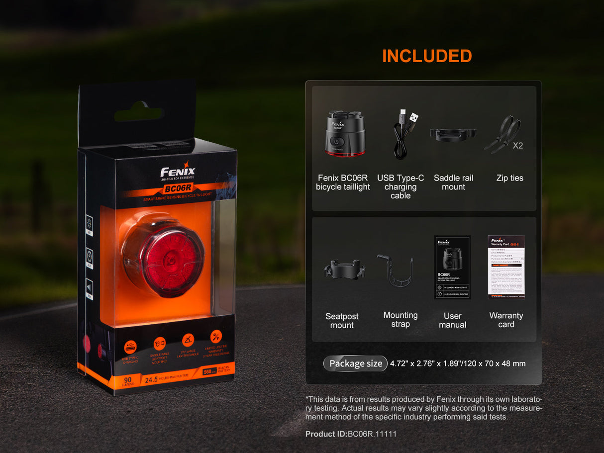 Fenix BC06R Smart Brake Bicycle Taillight Adventure Ready
