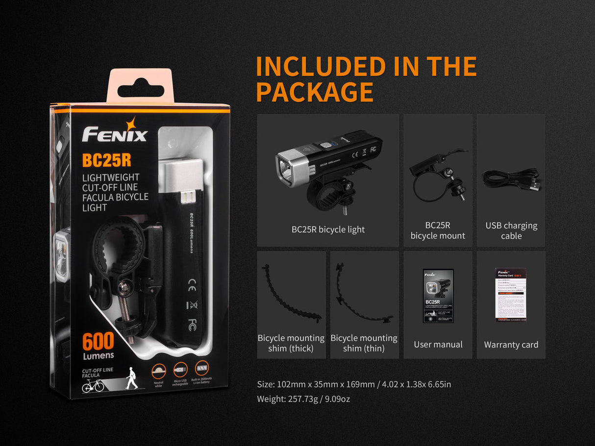 Fenix BC25R LED Bike Light 600 Lumen - Trail-Tested Gear