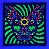 Blacklight Cat Velvet Patch - Amp Up Your Wardrobe with an Trippy, Eye-Catching Fluorescent Thread Magic