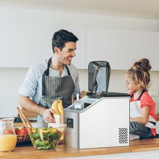 Silver Stainless Ice Maker 48 Lbs Self Clean LCD-Adventure