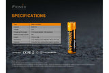 Fenix ARB-L18-3000P Rechargeable Li-Ion Battery For High-Drain Flashlights 14A Peak 10A Sustain Extended Runtime