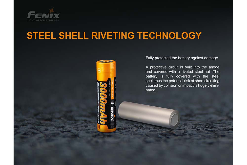 Fenix ARB-L18-3000P Rechargeable Li-Ion Battery For High-Drain Flashlights 14A Peak 10A Sustain Extended Runtime