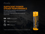 Fenix ARB-L21-5000 V2 21700 Rechargeable Battery For Extended Runtime And High Lumen Output For Flashlight Enthusiasts