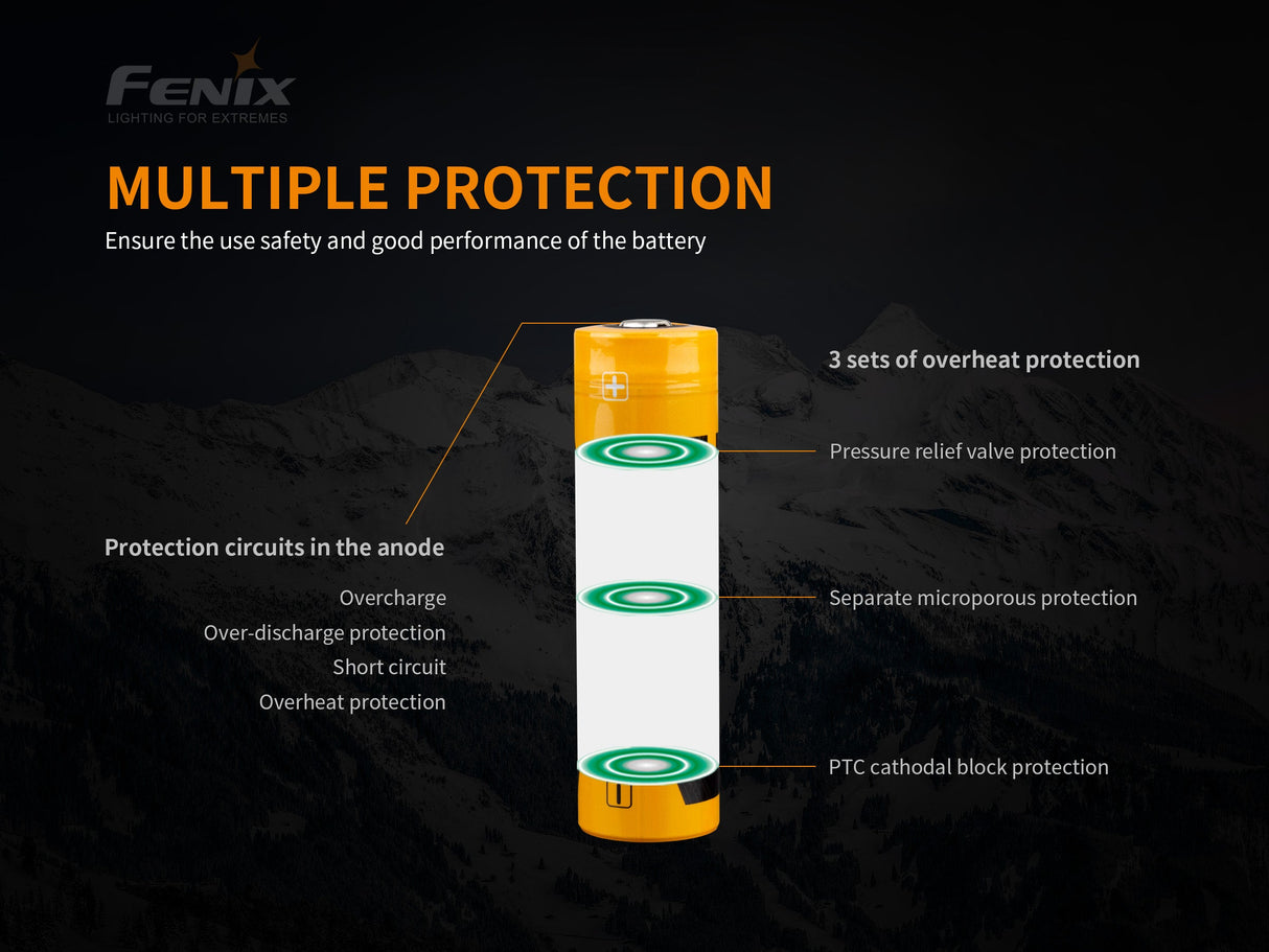 Fenix ARB-L21-5000 V2 21700 Rechargeable Battery For Extended Runtime And High Lumen Output For Flashlight Enthusiasts