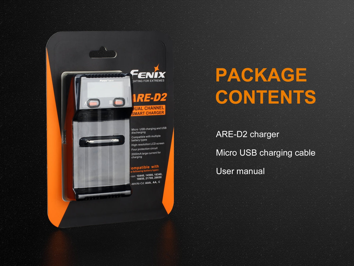 Fenix ARE D2 Dual Channel Smart Battery Charger For Fast Simultaneous Recharging For Flashaholics