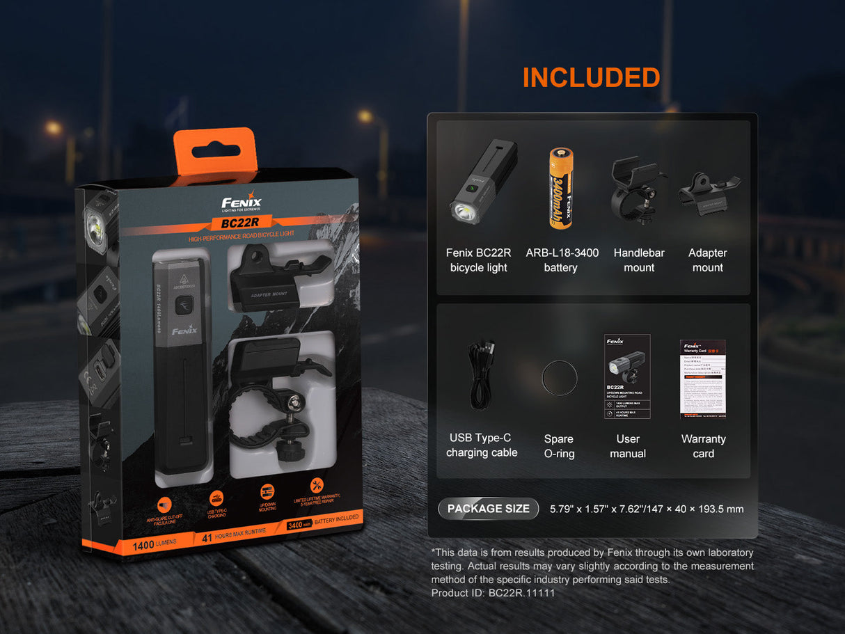 Fenix BC22R Performance Road Bike Light Adventure Ready