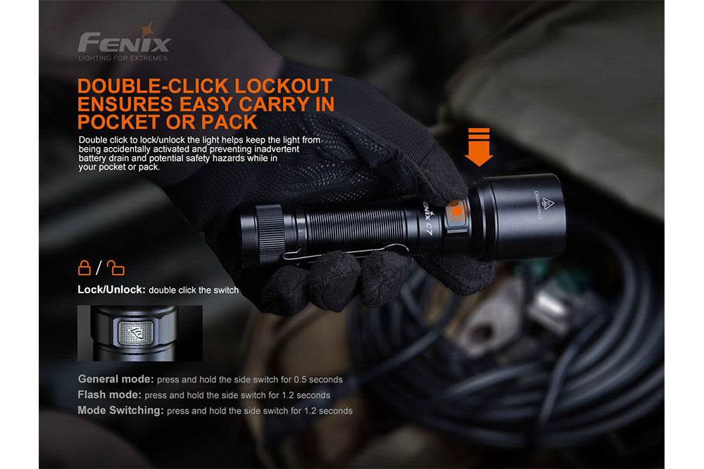 Fenix C7 Rechargeable LED Flashlight 3000 Lumens High Performance Industrial Grade For Maintenance Pros