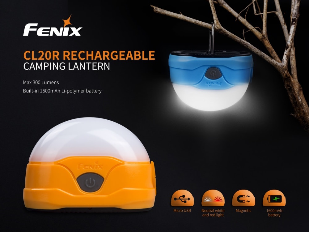 Fenix CL20R Rechargeable Camping Lantern With 300 Lumen White Light And Red Reading LED For Campers