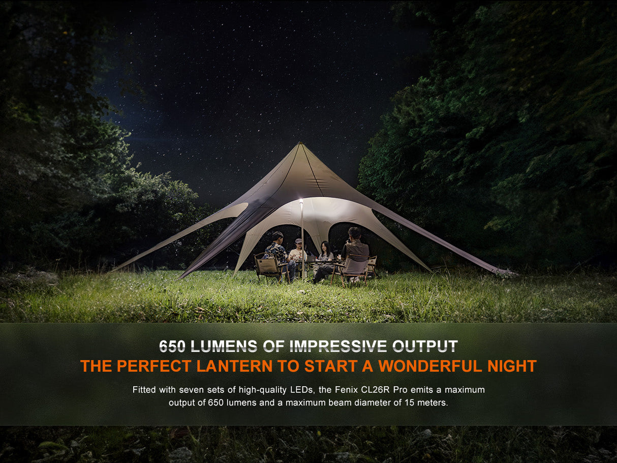 Fenix CL26R Pro LED Camping Lantern High Performance 650 Lumens 408 Hour Runtime Rechargeable Powerbank For Campers
