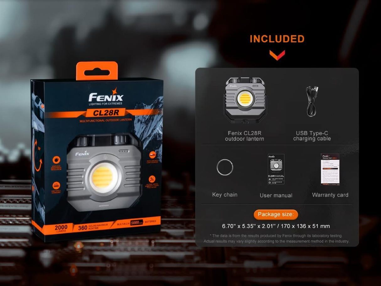 Fenix CL28R Outdoor LED Lantern For Camping And Photography Stepless Brightness 10 To 2000 Lumens 2700K To 6500K