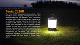 Fenix CL30R LED Lantern for Campers 650 Lumen Rechargeable USB Power Three Battery Compatibility Outdoor Ready