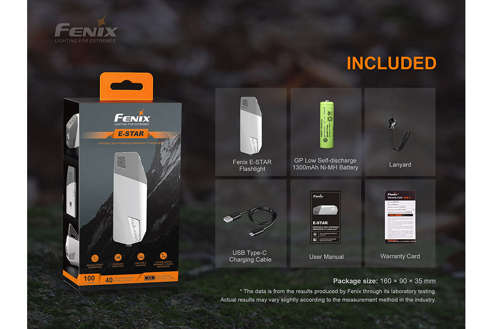 Fenix E Star Emergency LED Flashlight Self Powered With NiMH Or AA Battery For Emergency Prep And Hand Pump