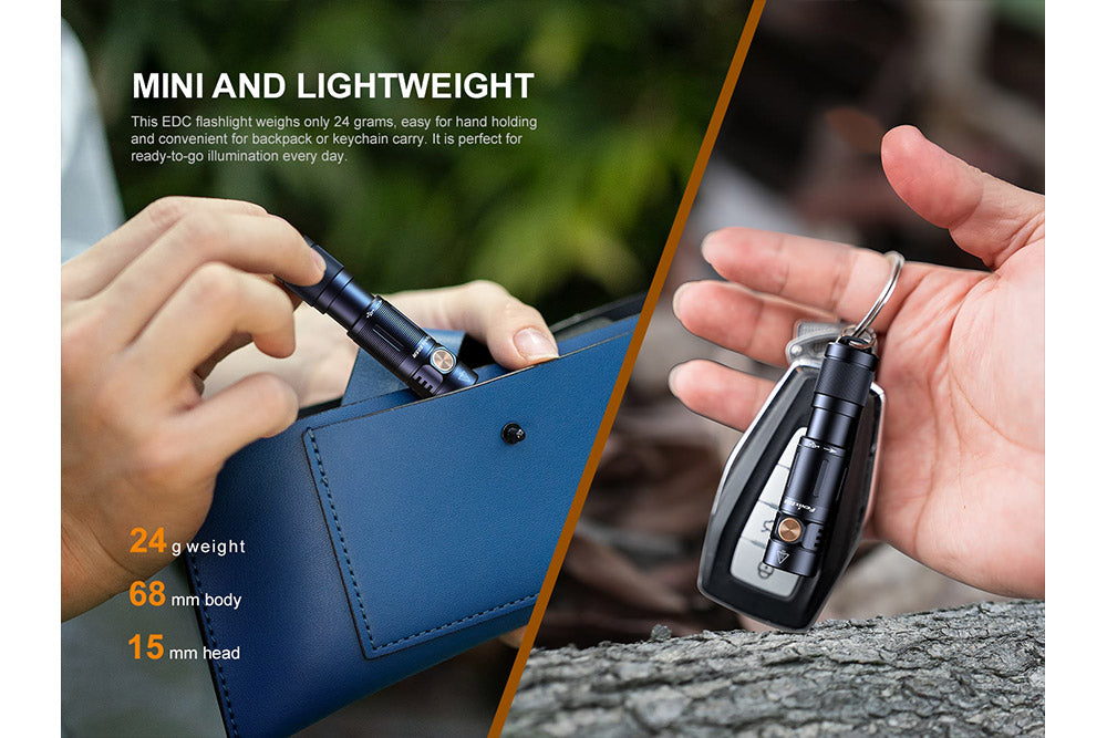 Fenix E05R Mini Keychain LED Flashlight 400 Lumens Rechargeable IP68 Waterproof For Outdoor Enthusiasts