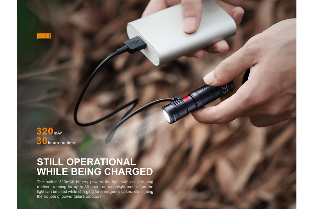 Fenix E05R Mini Keychain LED Flashlight 400 Lumens Rechargeable IP68 Waterproof For Outdoor Enthusiasts