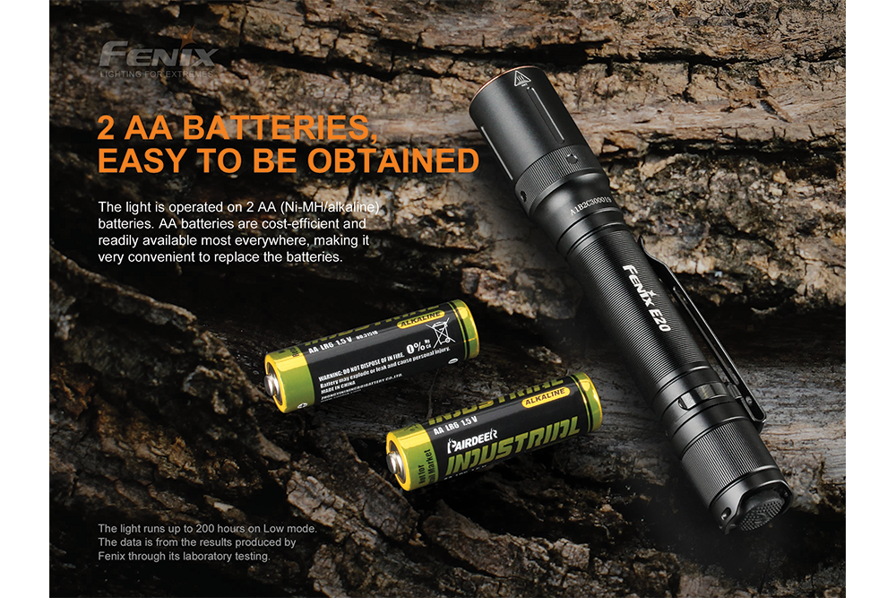 Fenix E20 V2.0 EDC Flashlight 350 Lumens Compact Two AA Power Ultra Thin Design For Everyday Carry