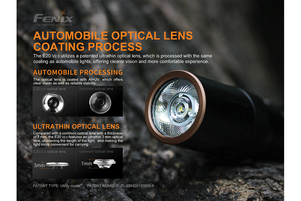 Fenix E20 V2.0 EDC Flashlight 350 Lumens Compact Two AA Power Ultra Thin Design For Everyday Carry