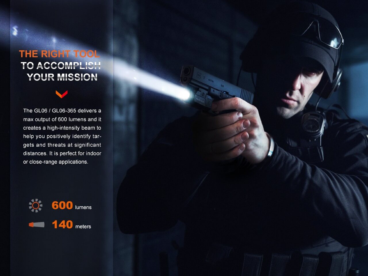 Fenix GL06 Pistol Light 600 Lumen High Intensity Beam Strobe Quick Release Glock Picatinny Rail