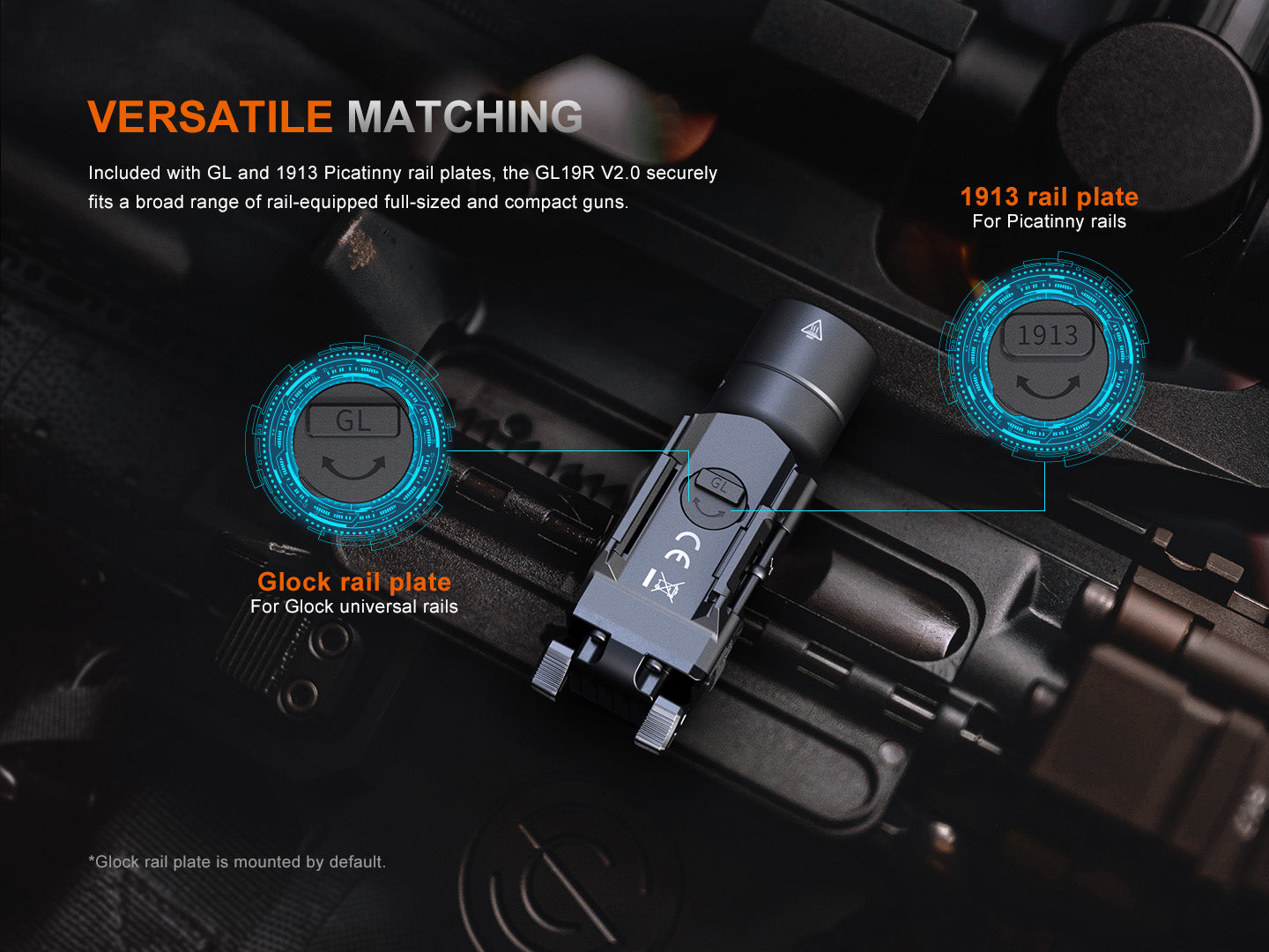 Fenix GL19R V2 Tactical Flashlight, 1200 Lumens, 44,300 Candela, 1378ft Beam, Compact Modular Light for Professionals