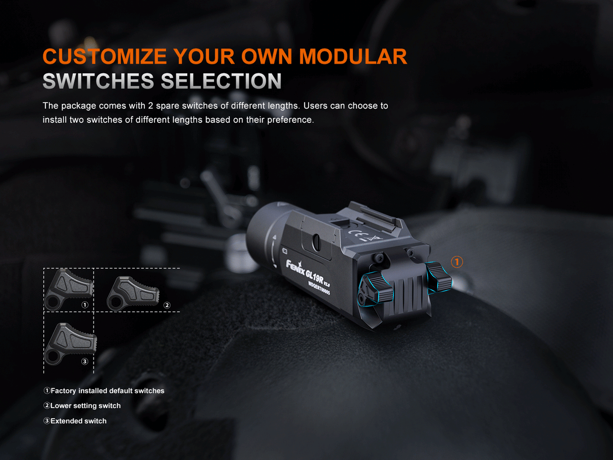 Fenix GL19R V2 Tactical Flashlight, 1200 Lumens, 44,300 Candela, 1378ft Beam, Compact Modular Light for Professionals