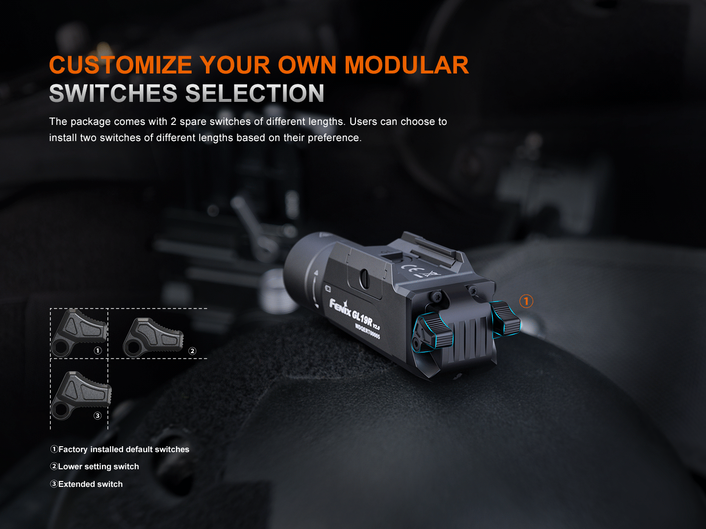 Fenix GL19R V2 Tactical Flashlight, 1200 Lumens, 44,300 Candela, 1378ft Beam, Compact Modular Light for Professionals