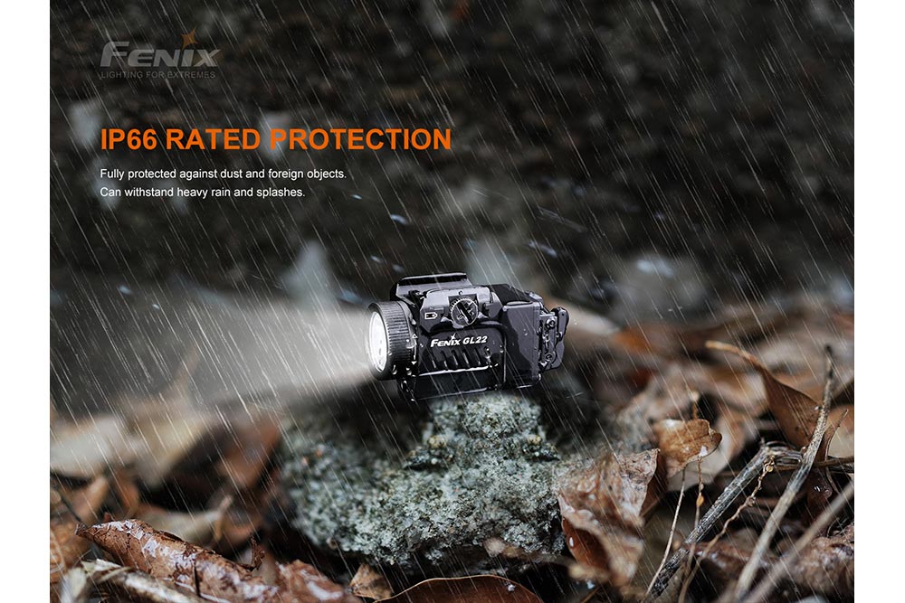 Fenix GL22 Tactical LED Light With Red Laser For Rail Systems, Ambidextrous Momentary Switch And Long Runtime For Pros
