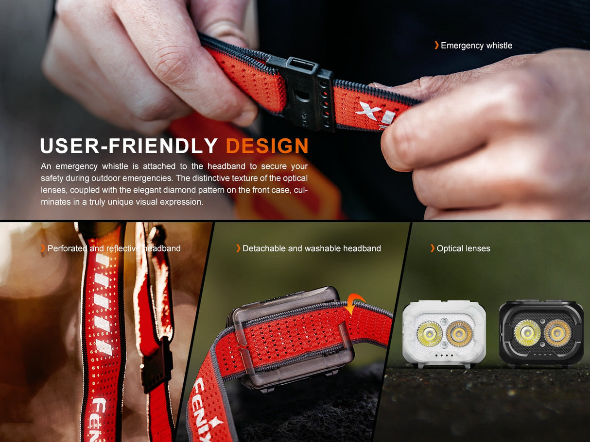 Fenix HL18R-T V2 Trail Running Headlamp Versatile 800 Lumen Output 410 Foot Beam White Warm Red Light