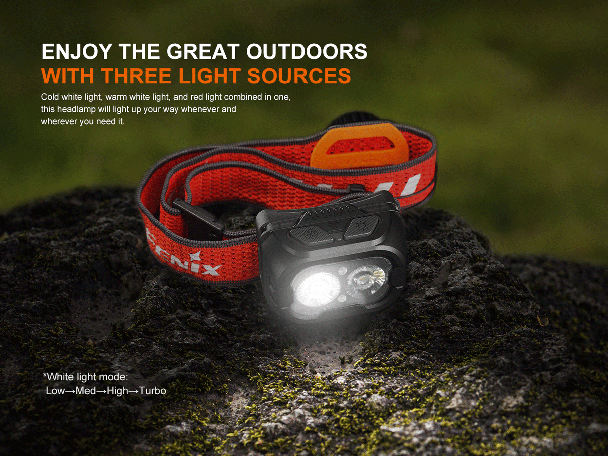 Fenix HL18R-T V2 Trail Running Headlamp Versatile 800 Lumen Output 410 Foot Beam White Warm Red Light