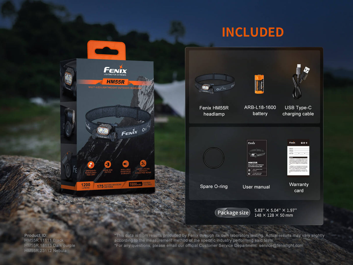 Fenix HM55R Lightweight Multi-LED Headlamp For Outdoor Adventurers 1200 Lumens Spotlight Flood Red Modes