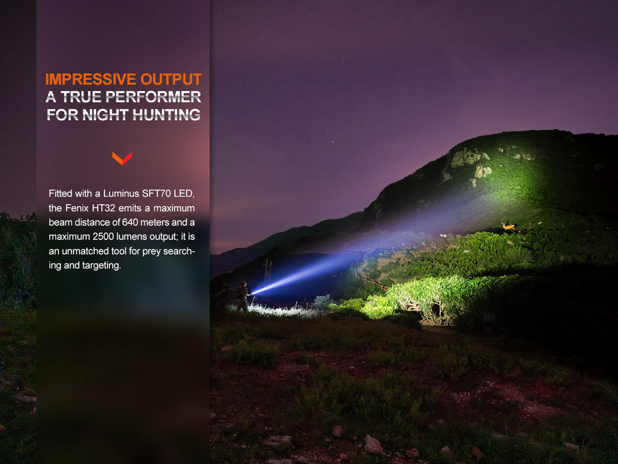 Fenix HT32 Hunting Flashlight With Red And Green LED Output For Hunters Versatile And Durable