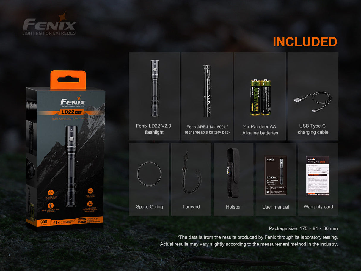 Fenix LD22 V2 Compact LED Flashlight 800 Lumens EDC Ready With Dual Switch And Durable Aluminum Body For Outdoor Fans