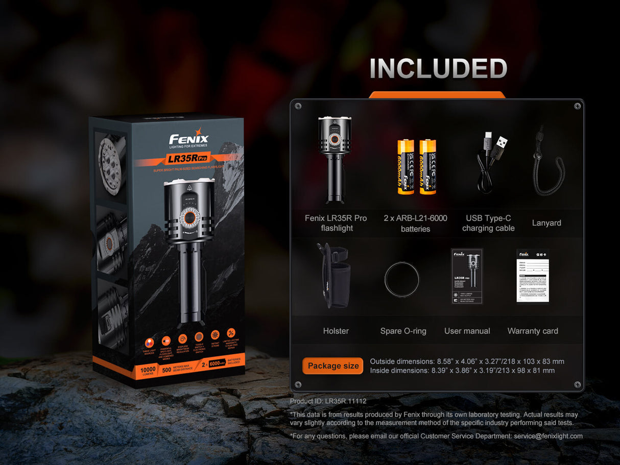 Fenix LR35R Pro Rugged Rechargeable Palm Sized Searchlight For Professionals And Outdoor Enthusiasts
