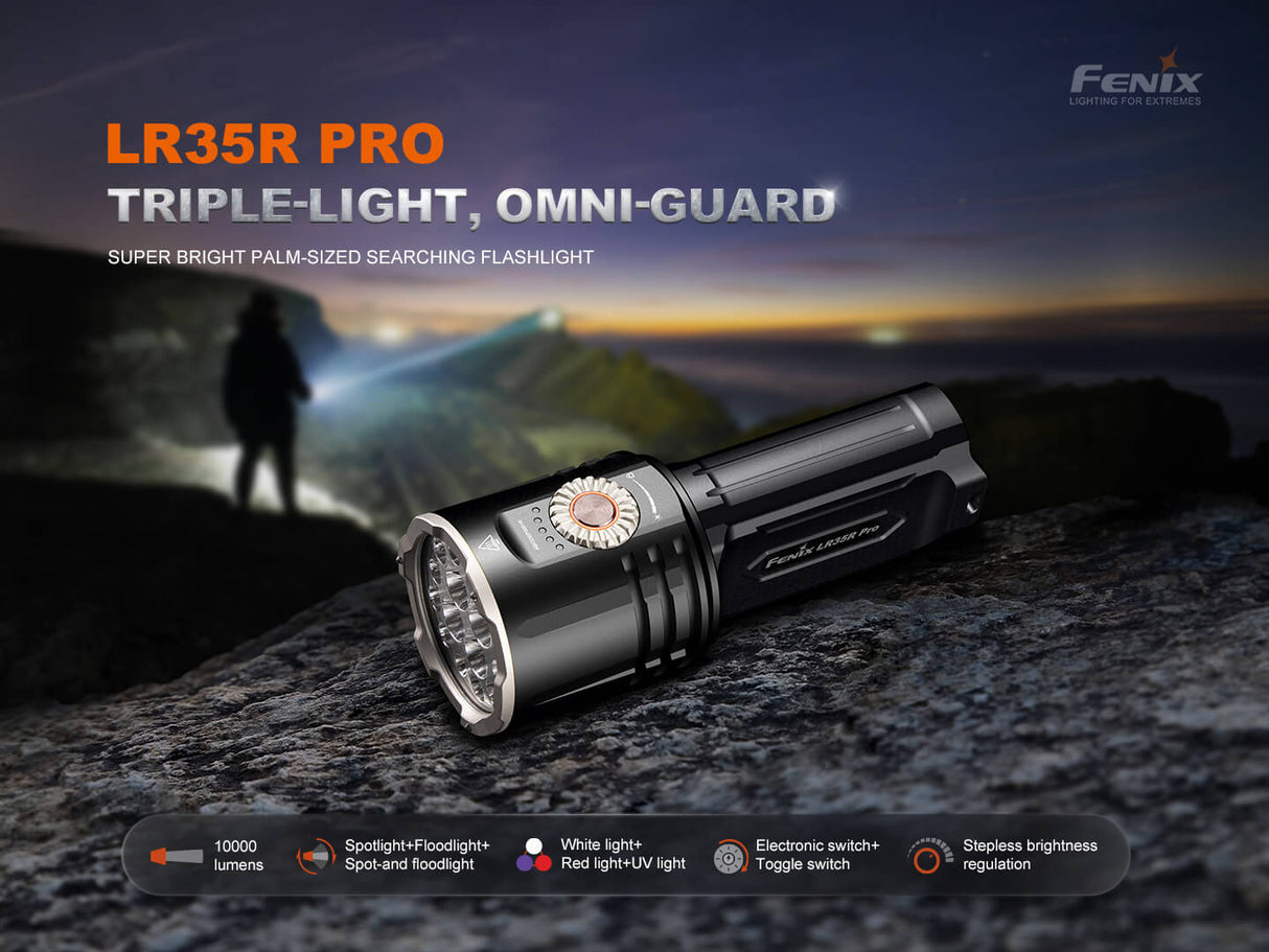 Fenix LR35R Pro Rugged Rechargeable Palm Sized Searchlight For Professionals And Outdoor Enthusiasts