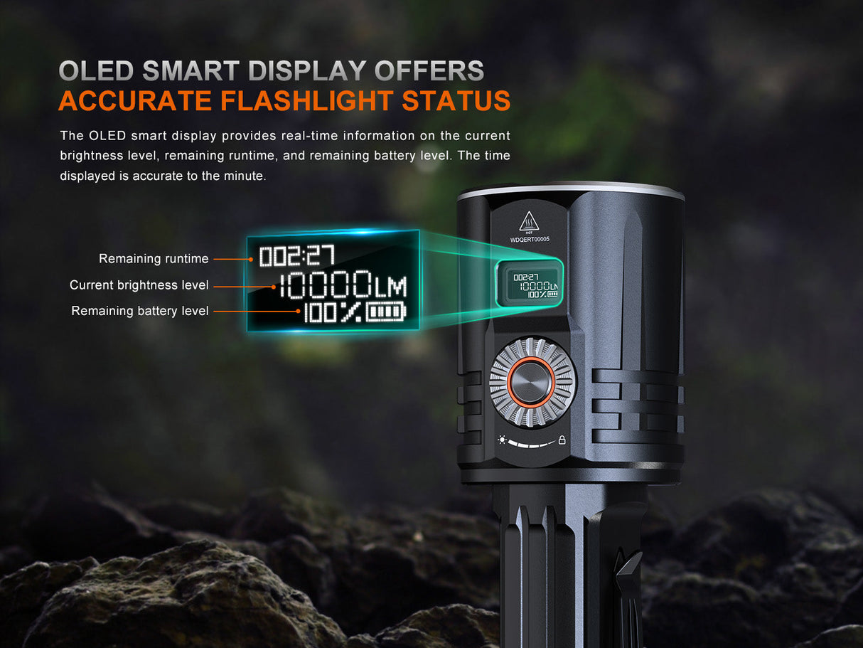 Fenix LR36R Powerful White Laser Flashlight for Rescue and Tactical Ops 10000 Lumen OLED Display